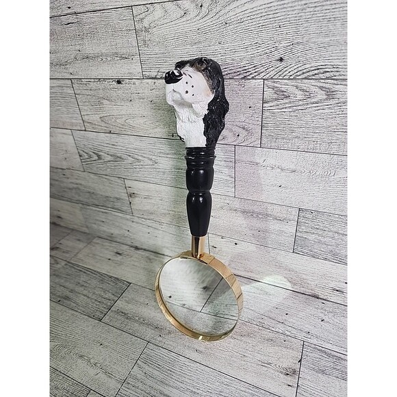 Vintage MID CENTURY CARVED DOG HEAD MAGNIFYING GLASS 10